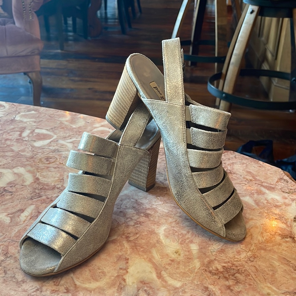 Paul Green Metallic Sandals Heels